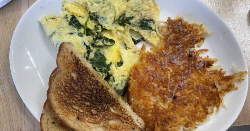 Urban Egg spinach omlette with toast